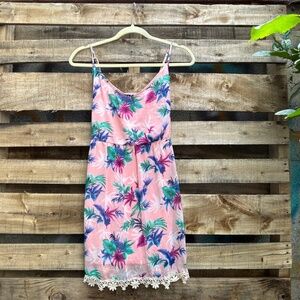 Inspired Hearts Tropical Floral Lace Trim Dress